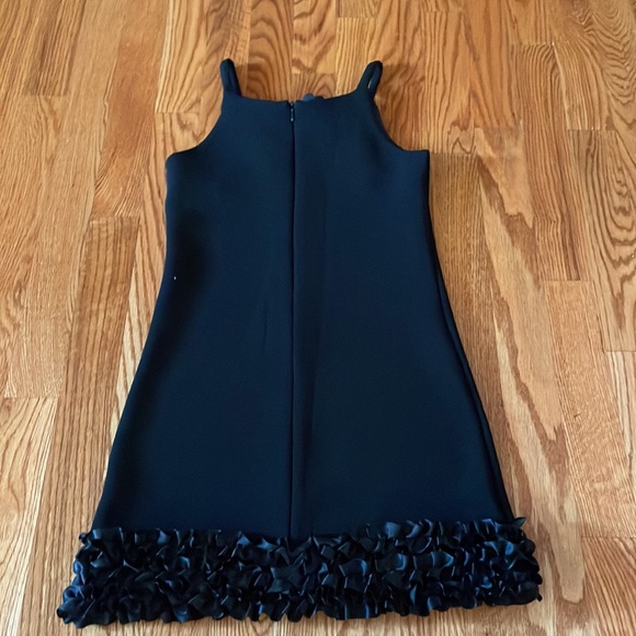 Black Dress with Flower & Ruffle Details Size 8 Worn 1x - Picture 5 of 7